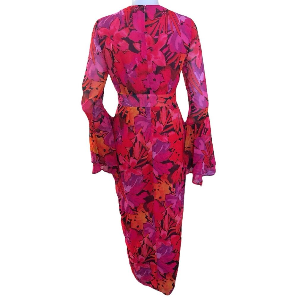 Runaway The Label ROMELLY Dress in Pink Floral Bell Sleeve Size M NWT - Picture 3 of 12